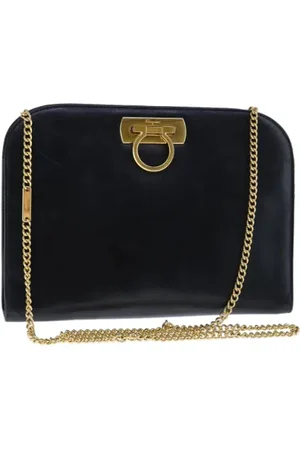 Salvatore Ferragamo Pre-owned, Dame, Sort, ONE SIZE, Uld, Pre-owned Laeder skuldertasker