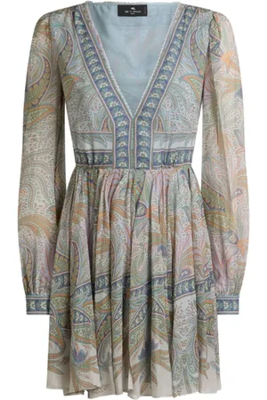 Etro Kjole, Dame, Flerfarvet, S, Silkekjole med Paisley Blade Print