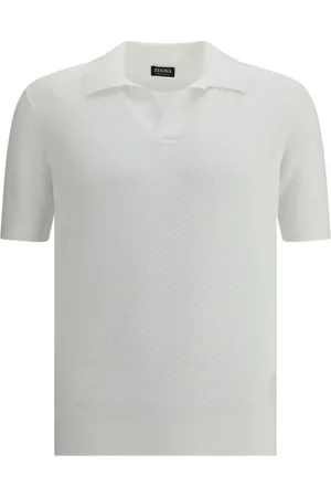 Ermenegildo Zegna Top, Herre, Hvid, 2XL, Elegant Strikket Polo Skjorte