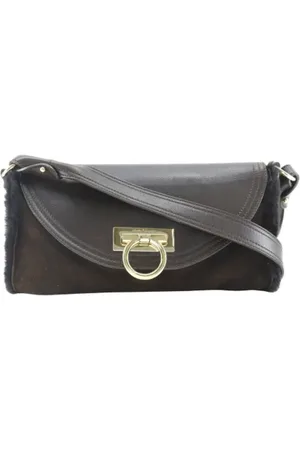 Salvatore Ferragamo Pre-owned, Dame, Brun, ONE SIZE, Uld, Pre-owned Laeder skuldertasker
