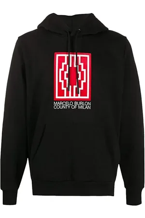 MARCELO BURLON Sweathshirts & Hoodies, Herre, Sort, XL, Bomuld, Logo Print Sweatshirts & Hoodies