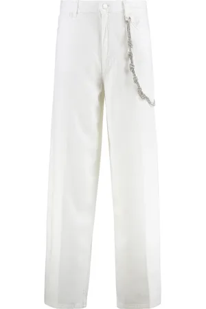Pinko Jeans, Dame, Hvid, W29, Bomuld, Løstsiddende jeans med indgraveret logo
