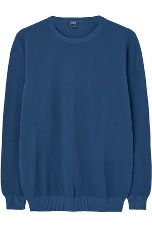 FEDELI Strik, Herre, Blå, XL, Uld, Blå Struktureret Jersey Sweaters