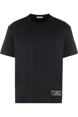 VALENTINO GARAVANI Top, Herre, Sort, M, Bomuld, Ribbet Bomuld Crew-neck T-shirt