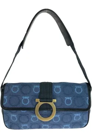 Salvatore Ferragamo Pre-owned, Dame, Blå, ONE SIZE, Uld, Pre-owned Canvas skuldertasker