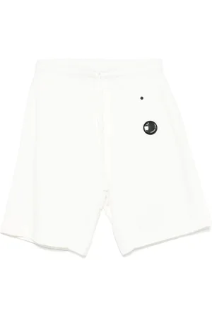 C.P. Company Shorts, Herre, Hvid, M, Bomuld, Hvide Fleece Shorts med Linse Lomme