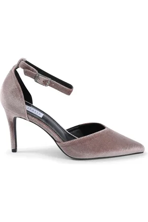 19V69 Italia Sko, Dame, Grå, 37 EU, Velvet Ankelrem Stilettos Beige Pumps