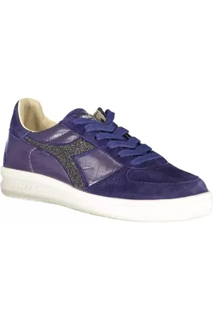 Diadora Sko, Dame, Blå, 37 EU, Læder, Lilla Glitter Sneakers til Kvinder