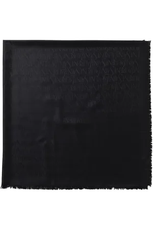 Saint Laurent Tilbehør, Herre, Sort, ONE SIZE, Tyl, Sort Silke Logo Print Tørklæde