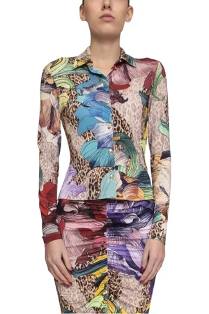 Roberto Cavalli Bluser & Skjorter, Dame, Flerfarvet, XS, Multifarvet Slim Skjorte til Kvinder