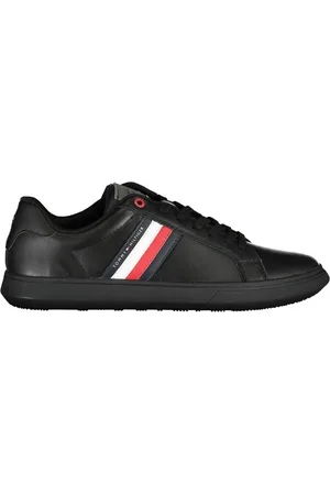 Tommy Hilfiger Sko, Herre, Sort, 40 EU, Læder, Elegante sorte sneakers med ikoniske detaljer