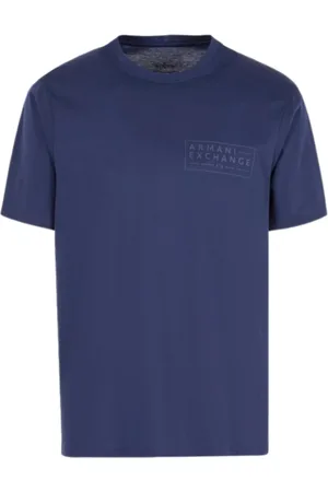 Armani Exchange Top, Herre, Blå, XS, Bomuld, Basis Rund Hals Blå T-Shirt