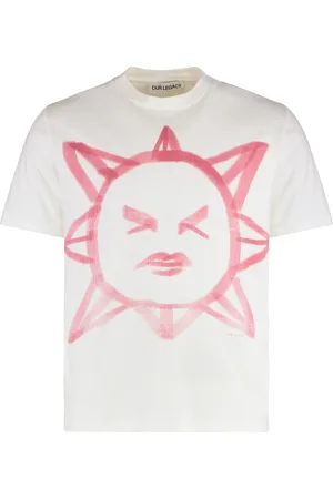 OUR LEGACY Top, Herre, Hvid, L, Bomuld, Bomuld Crew-neck T-shirt med Front Print