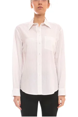 Pinko Bluser & Skjorter, Dame, Hvid, XS, Uld, Dame Stick Skjorte Hvid/Sort