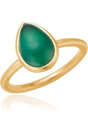 Frk Lisberg Tilbehør, Dame, Gul, 52 MM, Grøn Ony Dråbe Ring