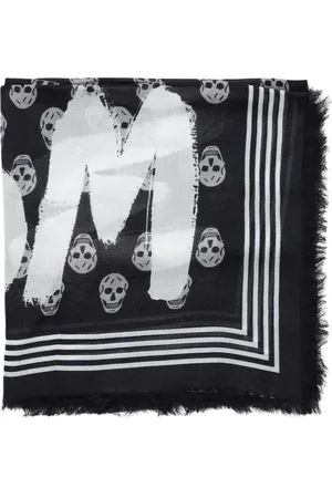Alexander McQueen Tilbehør, Herre, Sort, ONE SIZE, Luksus Sort Skull Print Silketørklæde
