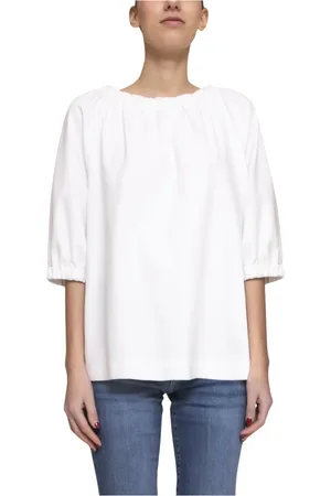 LIVIANA CONTI Bluser & Skjorter, Dame, Hvid, S, Uld, Bluse med bue lukning, Stilfuld A08-1 Pumice
