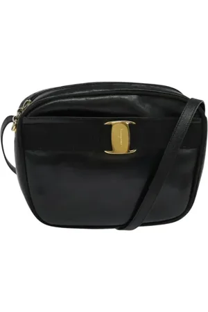 Salvatore Ferragamo Pre-owned, Dame, Sort, ONE SIZE, Uld, Pre-owned Laeder skuldertasker
