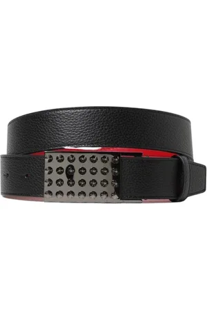 Christian Louboutin Tilbehør, Herre, Sort, 100 CM, Læder, Sort Pebble Grain Læderbælte