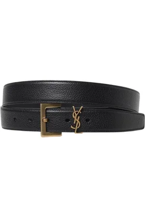 Saint Laurent Tilbehør, Herre, Sort, 100 CM, Læder, Sort Logo Læderbælte