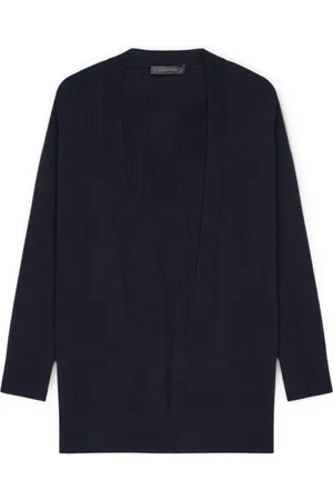 Elena Miro Strik, Dame, Blå, L, Polyester, Cardigan med åben i Ecovero™ viskose