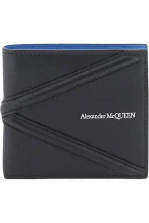 Alexander McQueen Tilbehør, Herre, Sort, ONE SIZE, Uld, Sort Læderpung Stilfuld Minimalistisk