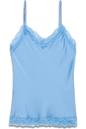 Oltre Top, Dame, Blå, L, Satin, Satin og blonder lingeri top