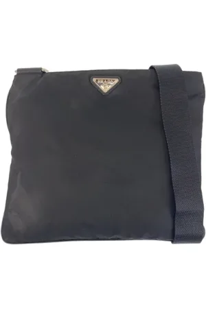 Prada Pre-owned, Herre, Sort, ONE SIZE, Uld, Pre-owned Canvas crossbody-tasker