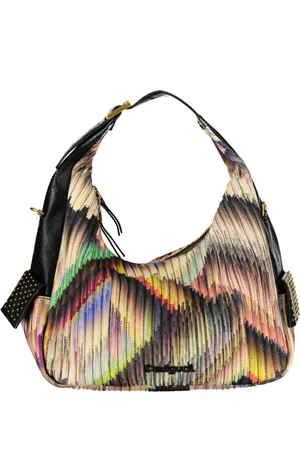 Desigual Taske, Dame, Flerfarvet, ONE SIZE, Uld, Sort Skuldertaske med Justerbar Strop