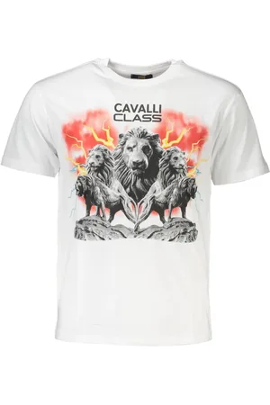 Roberto Cavalli Top, Herre, Hvid, XL, Bomuld, Herre Hvid Bomuld Kortrmet T-Shirt