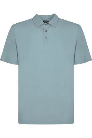 ZANONE Top, Herre, Blå, L, Uld, Blå Polo Skjorte Klassisk Stil