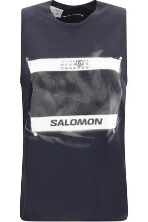 Maison Margiela Top, Dame, Blå, S, Uld, Sporty Tank Top med Ikoniske Logoer