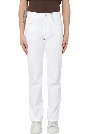 Fendi Jeans, Herre, Hvid, W32, Uld, Hvide Straight Leg Jeans