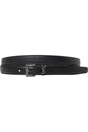 Saint Laurent Tilbehør, Herre, Sort, 100 CM, Læder, Sort Læder Spænde Bælte