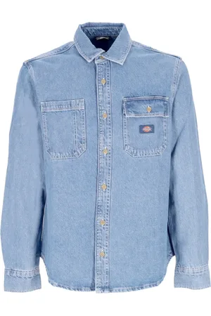 Dickies Skjorte, Herre, Blå, S, Denim, Klassisk Blå Denim Langærmet Skjorte