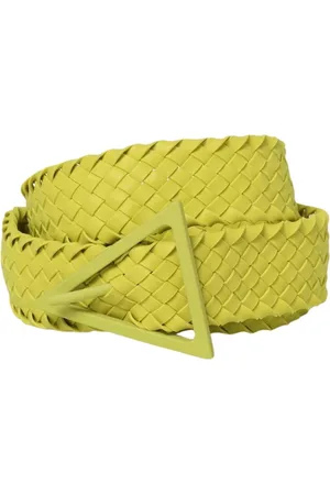 Bottega Veneta Tilbehør, Herre, Grøn, 100 CM, Læder, Grøn Flettet Læderbælte Trekantet Spænde