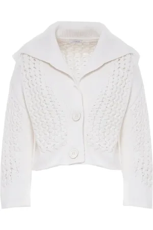 Malo Strik, Dame, Hvid, S, Uld, Stilfuld Cardigan til Kvinder