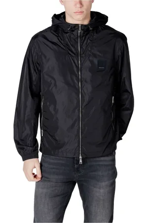 Armani Exchange Jakke, Herre, Sort, XL, Uld, Sort Hættetrøje med lynlås og lommer