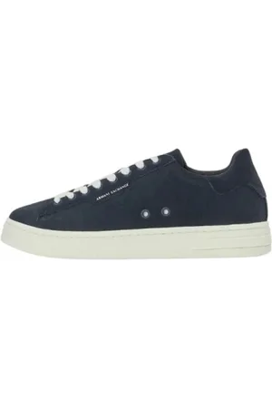 Armani Exchange Sko, Herre, Blå, 45 EU, Læder, Blå Læder Lav-Top Sneakers