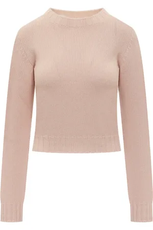 Palm Angels Strik, Dame, Lyserød, M, Uld, Curved Logo Sweater