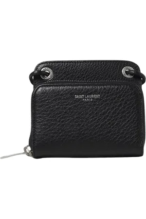 Saint Laurent Tilbehør, Herre, Sort, ONE SIZE, Læder, Kompakt Læder Lynlås Pung