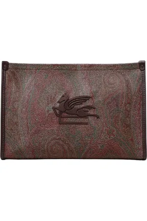 Etro Taske, Herre, Brun, ONE SIZE, Uld, Broderet Paisley Clutch