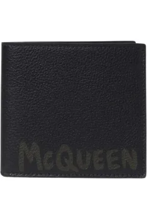 Alexander McQueen Tilbehør, Herre, Sort, ONE SIZE, Læder, Luksus Læderpung med Graffiti Print