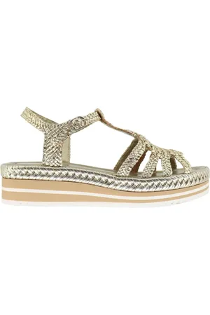Pon´s quintana Sko, Dame, Gul, 36 EU, Læder, Flettet Læder Champagne Sandal
