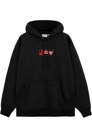 Obey Sweathshirts & Hoodies, Herre, Sort, S, Bomuld, Bomuldshættetrøje med frontlomme logo