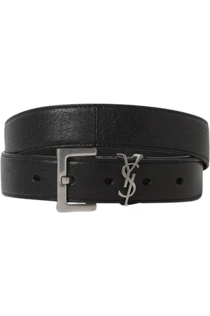 Saint Laurent Tilbehør, Herre, Sort, 95 CM, Læder, Sort Læderbælte til Mænd