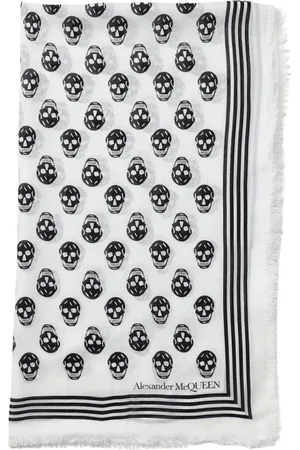 Alexander McQueen Tilbehør, Herre, Hvid, ONE SIZE, Skull Print Silketørklæde