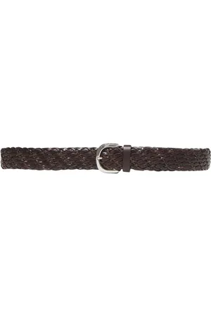 Brunello Cucinelli Tilbehør, Herre, Sort, 100 CM, Læder, Elegant Flettet Læderbælte