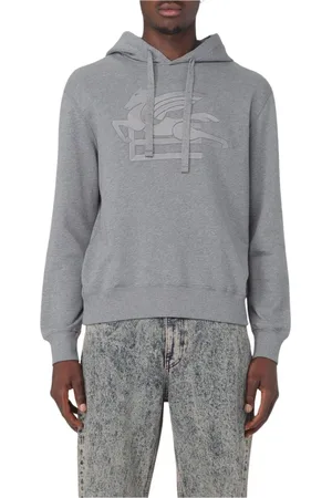 Etro Sweathshirts & Hoodies, Herre, Grå, M, Bomuld, Pegasus Logo Hættetrøje