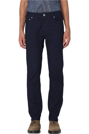Etro Jeans, Herre, Blå, W30, Uld, Blå Straight Leg Jeans Stilfuld Komfort